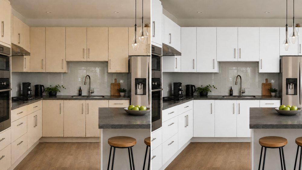 Cuisine habillée avec un revêtement décoratif